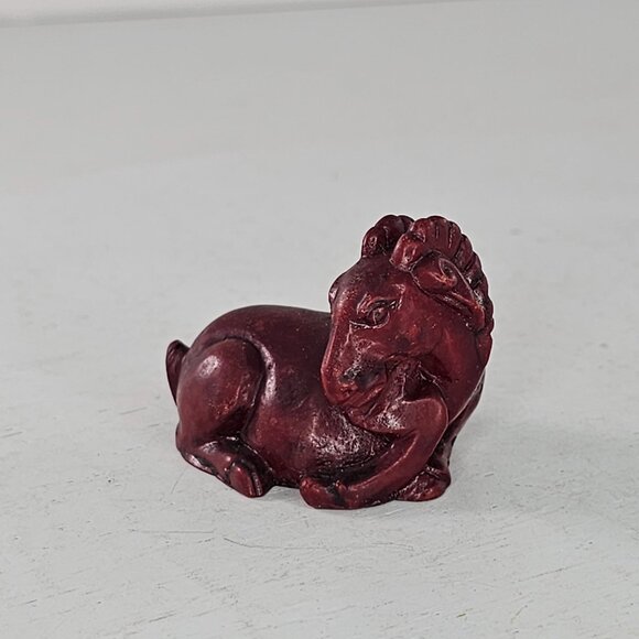 Vintage Red Goat Figurine Sculpture Ram Netsuke Lucky Feng Shui *Chip* - Picture 2 of 9
